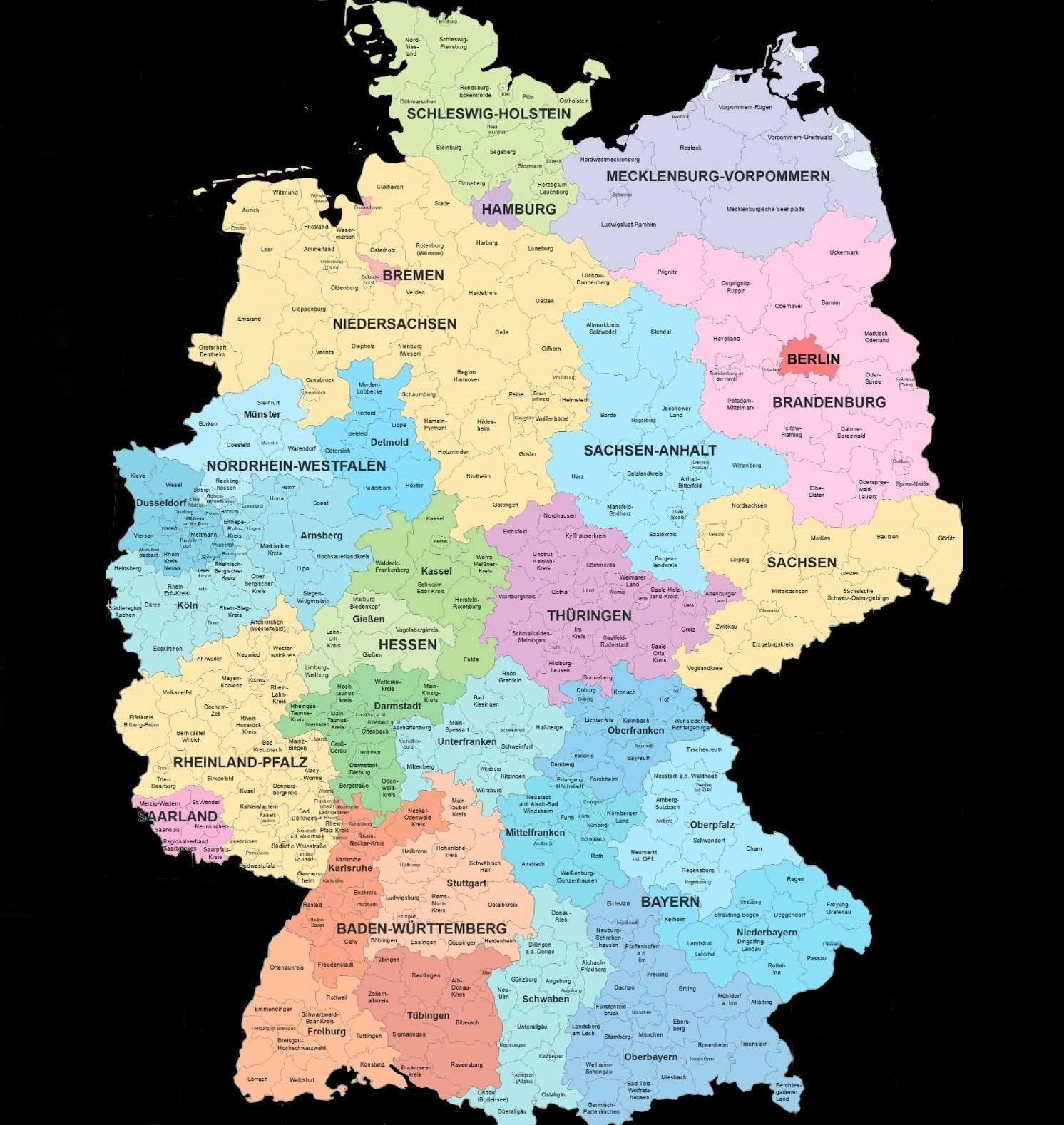 Bundeslaender Regierungsbezirke - Auszuege aus Karte Quelle Bundesanstalt fuer Kartographie und Geodaesie.jpg